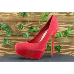 Steve Madden Women‎ Sz 7 M Red Platform Suede Shoes Bevv